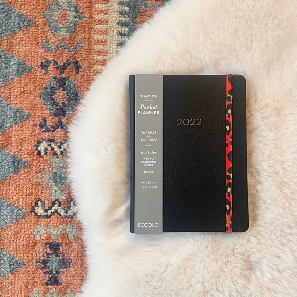 Eccolo Other - 2022 Daily Planner Calendar black with leopard print office home work Eccolo NWT